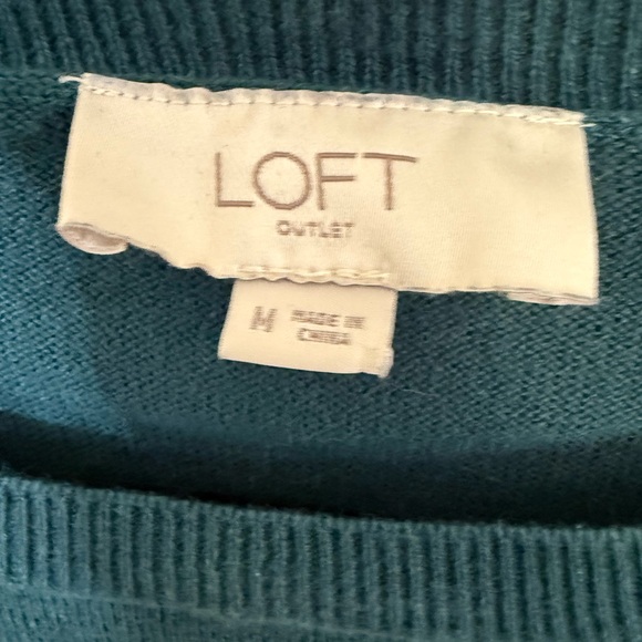 LOFT Teal Knit Sweater - Picture 2 of 2